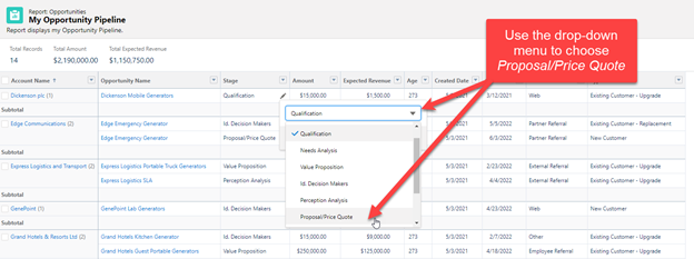 change salesforce fields with inline report editing